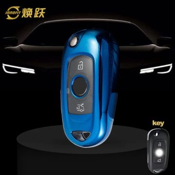 BUB1T1-White Transparent Button-Blue Plating- Car Key Cover For Buick