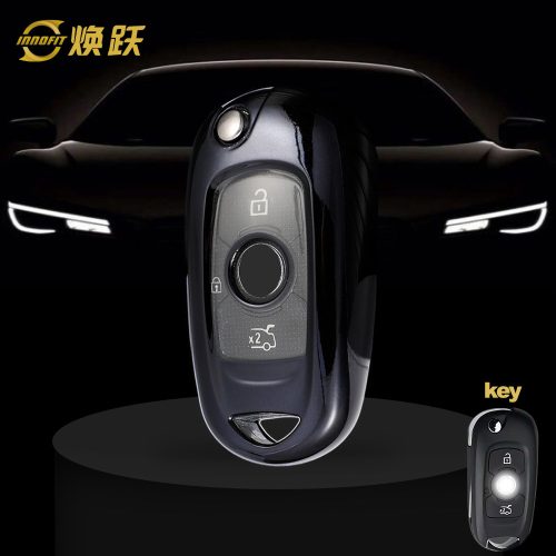 BUB1T1-White Transparent Button-Black Plating- Car Key Cover For Buick