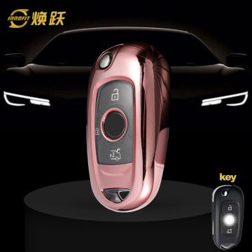 BUB1T1-White Transparent Button-Rose Gold Plating- Car Key Cover For Buick