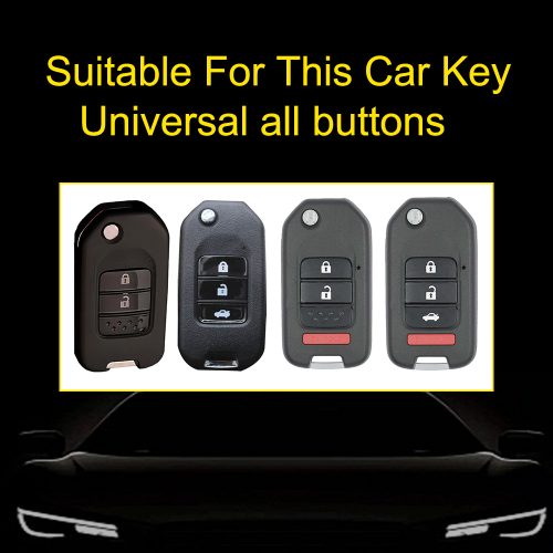 HOC1T1-White Transparent Button-Rose Gold Plating- Car Key Cover For Honda