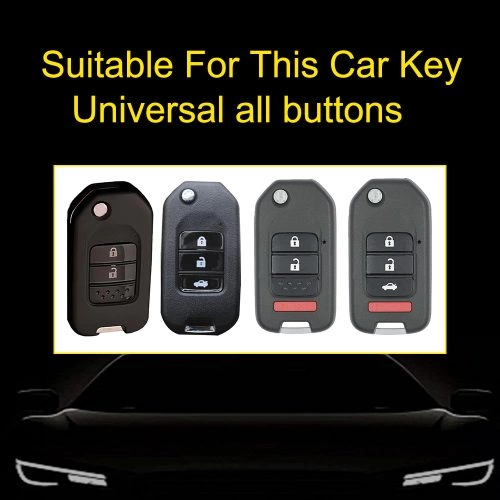 HOC1T1-White Transparent Button-Rose Gold Plating- Car Key Cover For Honda