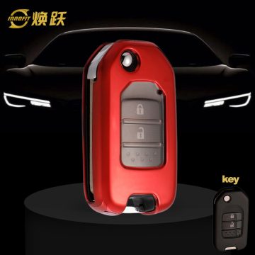 HOC1T1-White Transparent Button-Red Plating- Car Key Cover For Honda