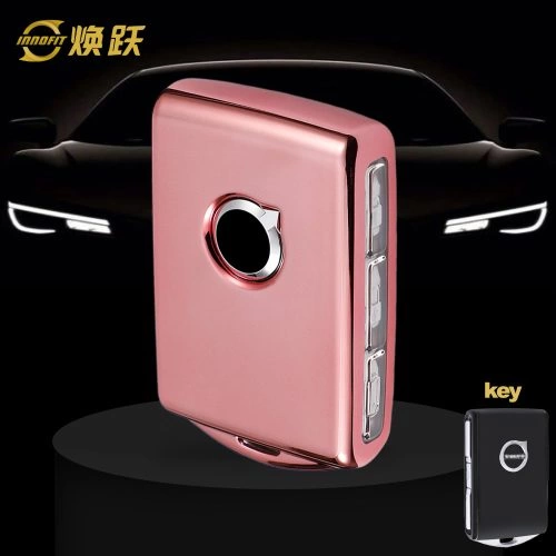 VLA1T1-White Transparent Button-Rose Gold Plating- Car Key Cover For Volvo