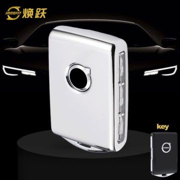 VLA1T1-White Transparent Button-Silver Plating- Car Key Cover For Volvo