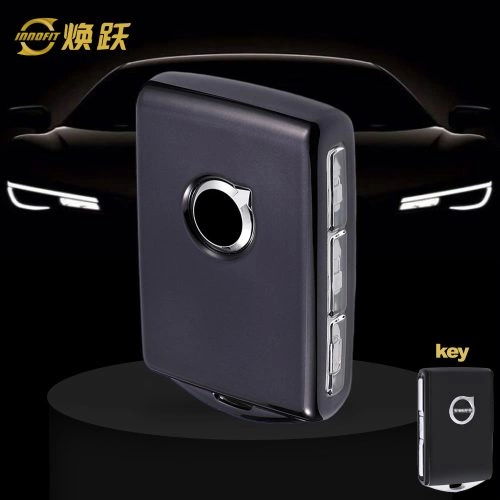VLA1T1-White Transparent Button-Black Plating- Car Key Cover For Volvo
