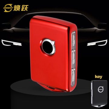 VLA1T1-White Transparent Button-Red Plating- Car Key Cover For Volvo