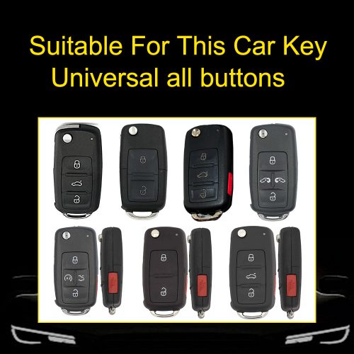 VOB1T1-White Transparent Button-Red Plating- Car Key Cover For Volkswagen