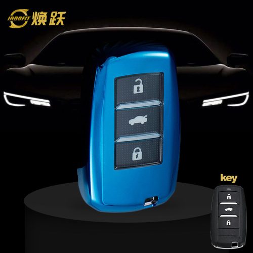 CHA1T1-White Transparent Button-Blue Plating- Car Key Cover For CHANGAN