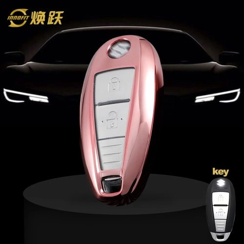 SUA1T1-White Transparent Button-Rose Gold Plating- Car Key Cover For Suzuki