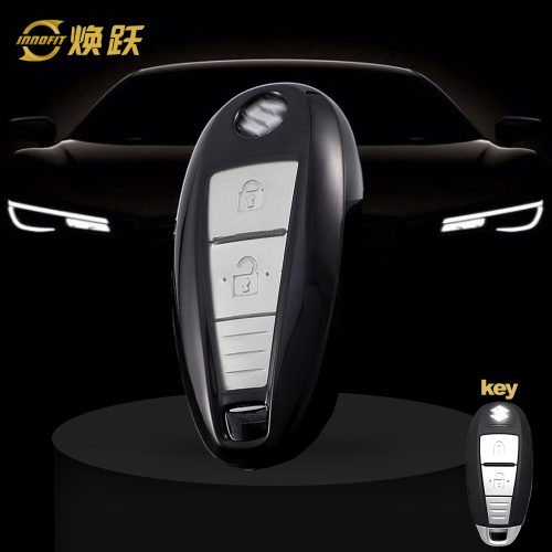 SUA1T1-White Transparent Button-Black Plating- Car Key Cover For Suzuki
