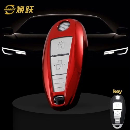 SUA1T1-White Transparent Button-Red Plating- Car Key Cover For Suzuki