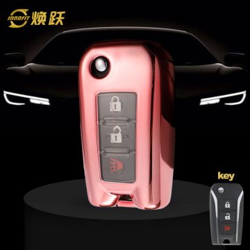 VEI1T1-White Transparent Button-Rose Gold Plating- Car Key Cover For Venucia