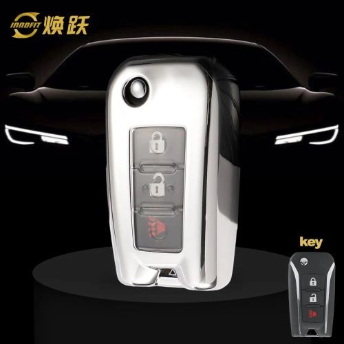 VEI1T1-White Transparent Button-Silver Plating- Car Key Cover For Venucia