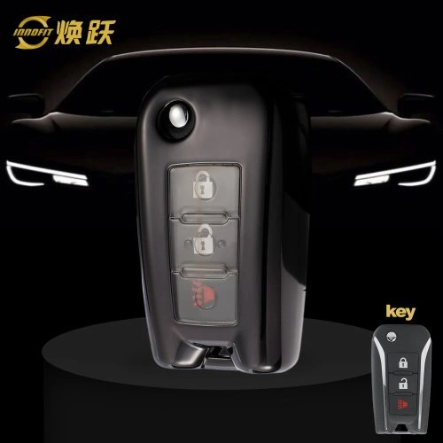 VEI1T1-White Transparent Button-Black Plating- Car Key Cover For Venucia