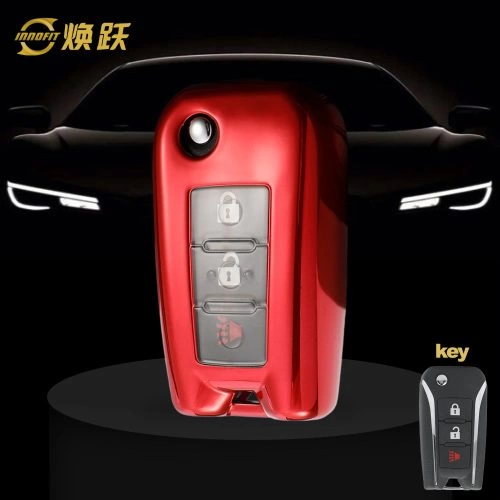 VEI1T1-White Transparent Button-Red Plating- Car Key Cover For Venucia