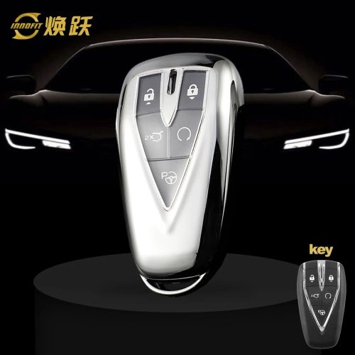 CHC1T1-White Transparent Button-Silver Plating- Car Key Cover For CHANGAN