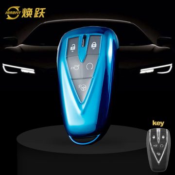 CHC1T1-White Transparent Button-Blue Plating- Car Key Cover For CHANGAN