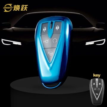CHC1T1-White Transparent Button-Blue Plating- Car Key Cover For CHANGAN