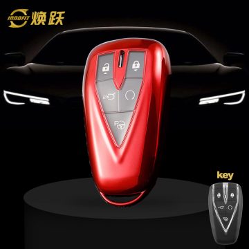 CHC1T1-White Transparent Button-Red Plating- Car Key Cover For CHANGAN