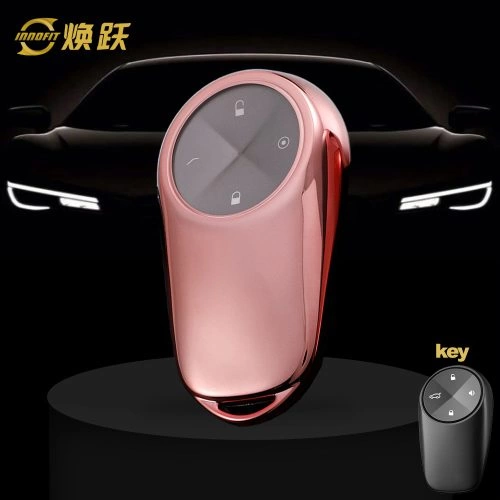 NOA1T1-White Transparent Button-Rose Gold Plating- Car Key Cover For NIO