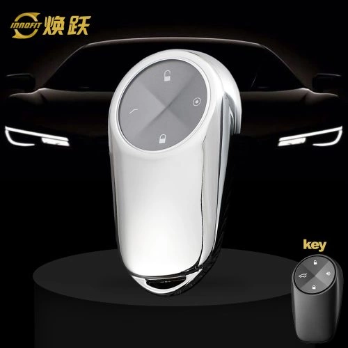 NOA1T1-White Transparent Button-Silver Plating- Car Key Cover For NIO