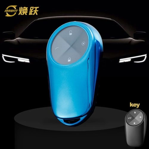 NOA1T1-White Transparent Button-Blue Plating- Car Key Cover For NIO