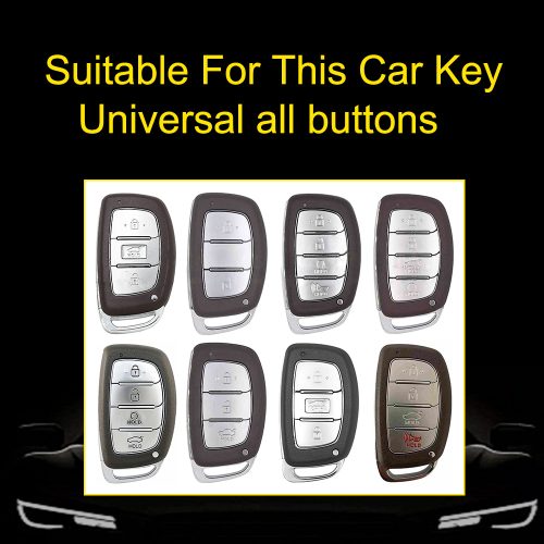 HYD1T1-White Transparent Button-Rose Gold Plating- Car Key Cover For Hyundai