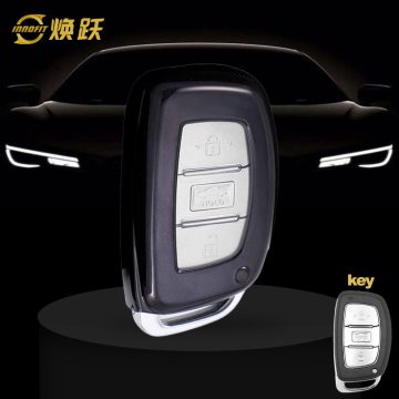 HYD1T1-White Transparent Button-Black Plating- Car Key Cover For Hyundai