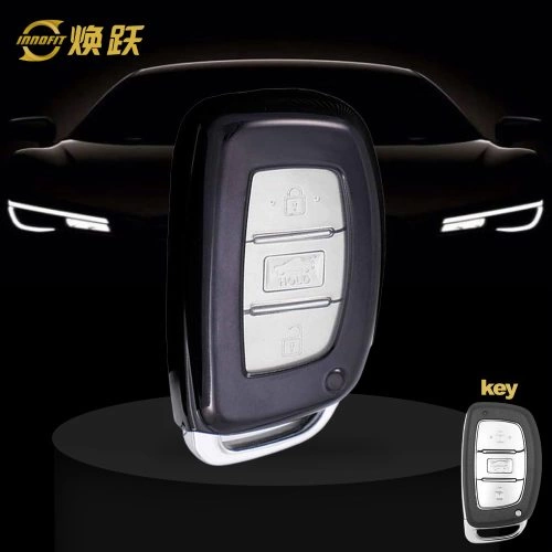 HYD1T1-White Transparent Button-Black Plating- Car Key Cover For Hyundai