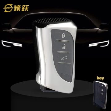 LEB1T1-White Transparent Button-Silver Plating- Car Key Cover For Lexus