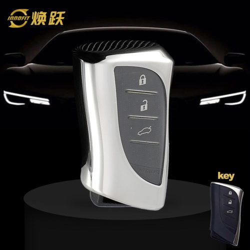 LEB1T1-White Transparent Button-Silver Plating- Car Key Cover For Lexus