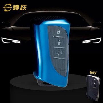 LEB1T1-White Transparent Button-Blue Plating- Car Key Cover For Lexus