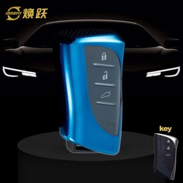 LEB1T1-White Transparent Button-Blue Plating- Car Key Cover For Lexus