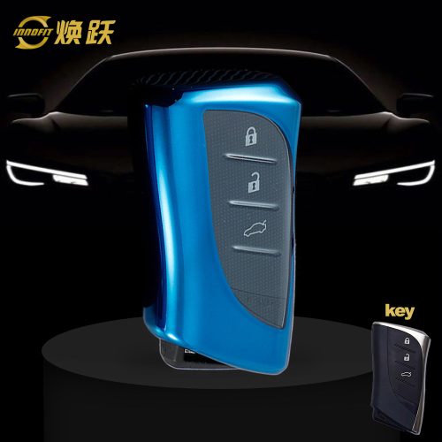 LEB1T1-White Transparent Button-Blue Plating- Car Key Cover For Lexus
