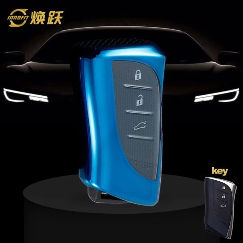 LEB1T1-White Transparent Button-Blue Plating- Car Key Cover For Lexus