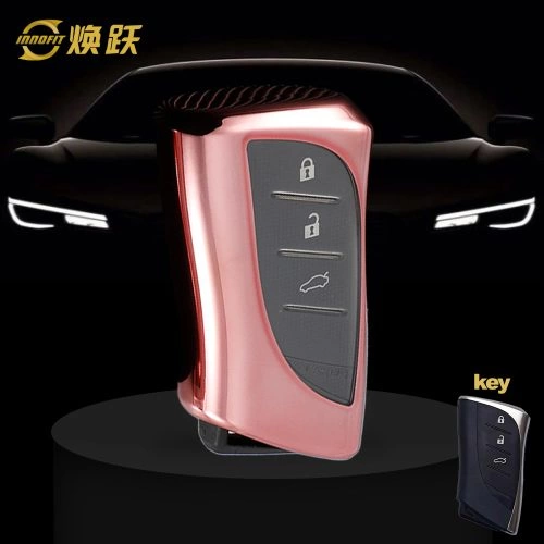 LEB1T1-White Transparent Button-Rose Gold Plating- Car Key Cover For Lexus