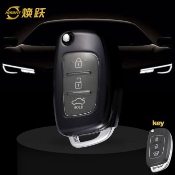 HYF1T1-White Transparent Button-Black Plating- Car Key Cover For Hyundai