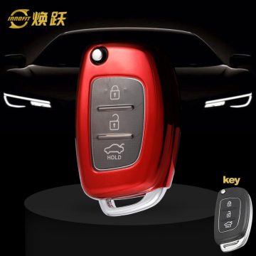HYF1T1-White Transparent Button-Red Plating- Car Key Cover For Hyundai