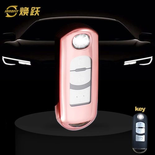 MAB1T1-White Transparent Button-Rose Gold Plating- Car Key Cover For Mazda