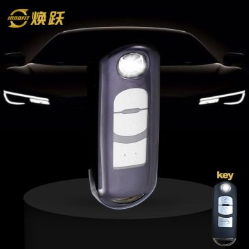MAB1T1-White Transparent Button-Black Plating- Car Key Cover For Mazda