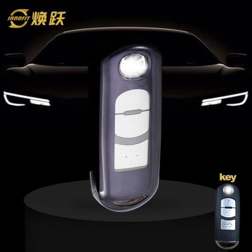 MAB1T1-White Transparent Button-Black Plating- Car Key Cover For Mazda