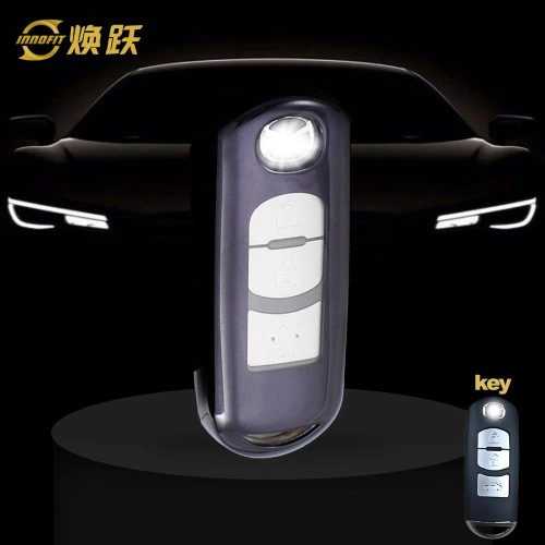 MAB1T1-White Transparent Button-Black Plating- Car Key Cover For Mazda