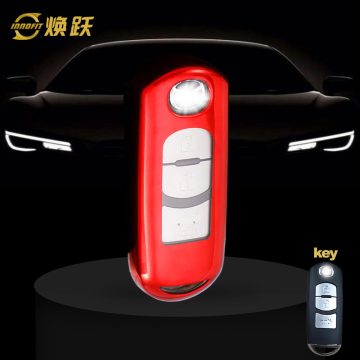 MAB1T1-White Transparent Button-Red Plating- Car Key Cover For Mazda