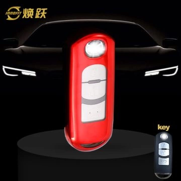 MAB1T1-White Transparent Button-Red Plating- Car Key Cover For Mazda