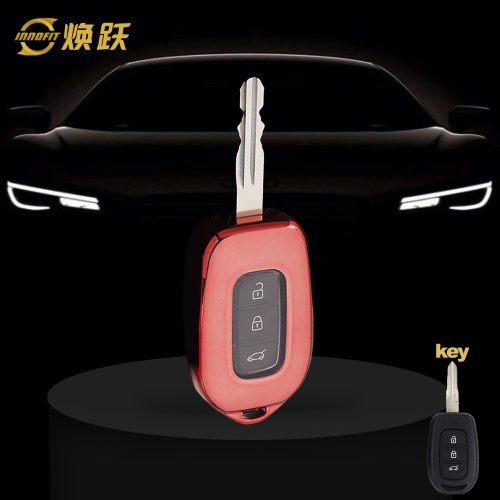 REC1T1-White Transparent Button-Rose Gold Plating- Car Key Cover For Renault