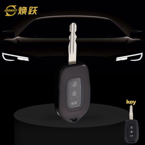 REC1T1-White Transparent Button-Black Plating- Car Key Cover For Renault