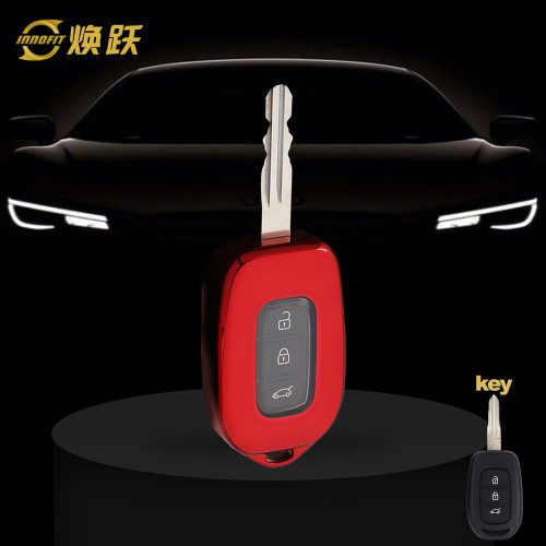 REC1T1-White Transparent Button-Red Plating- Car Key Cover For Renault