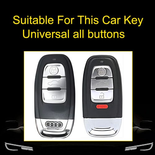 AUB1T1-White Transparent Button-Rose Gold Plating- Car Key Cover For Audi