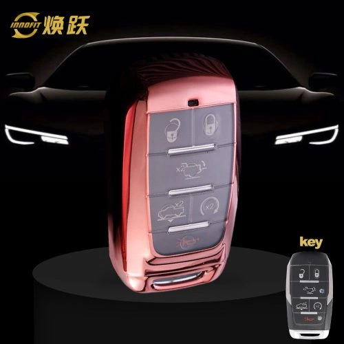 JEE1T1-White Transparent Button-Rose Gold Plating- Car Key Cover For Jeep
