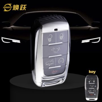 JEE1T1-White Transparent Button-Silver Plating- Car Key Cover For Jeep